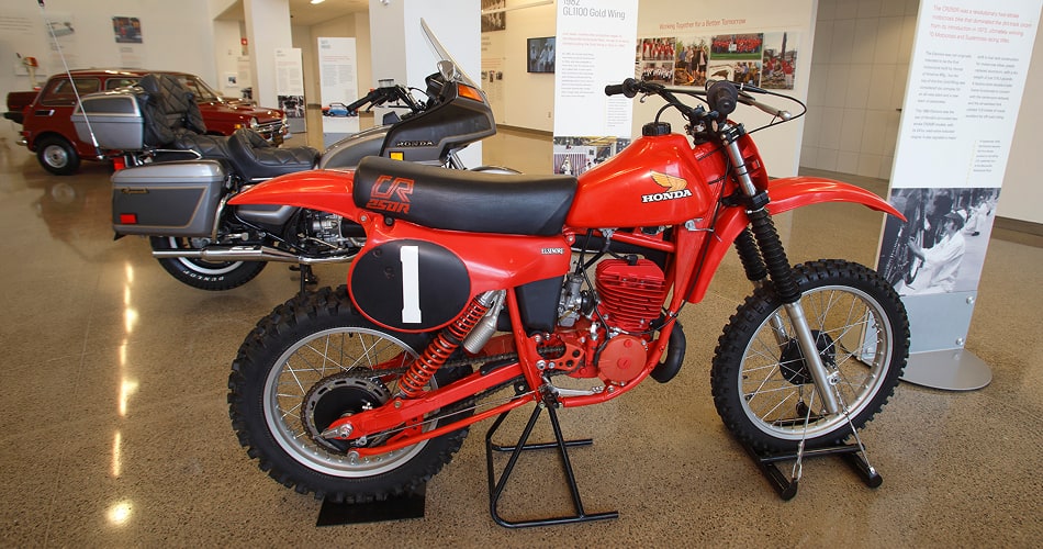 Classic Honda motorcycles in The Honda Heritage Center.